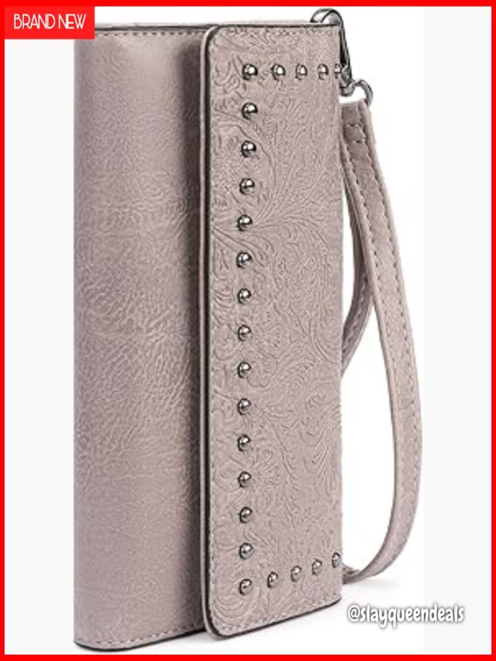 Large Capacity RFID Blocking Wristlet Wallet Vegan Leather Trifold